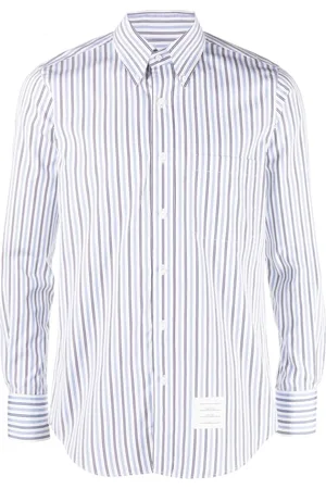 Thom Browne Skjorte, Herre, Blå, 2XL, Bomuld, Blåstribet bomuldsskjorte