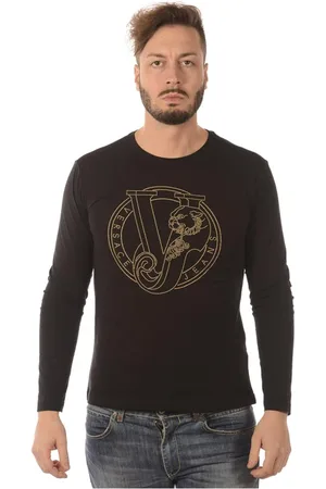 VERSACE Top, Herre, Sort, XL, Bomuld, Hyggelig Striktrøje