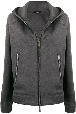 Dsquared2 Sweathshirts & Hoodies, Dame, Grå, M, Hættetrøje med lynlås