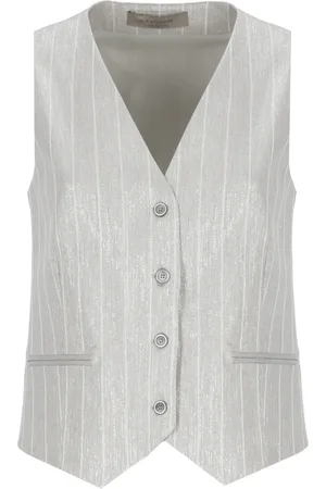 D.EXTERIOR Jakke, Dame, Grå, S, Sølv Viskosevest med Lurex-detaljer