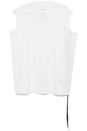 Rick Owens Top, Herre, Hvid, M, Mørk Skygge Ærmeløs Crew Neck T-shirt
