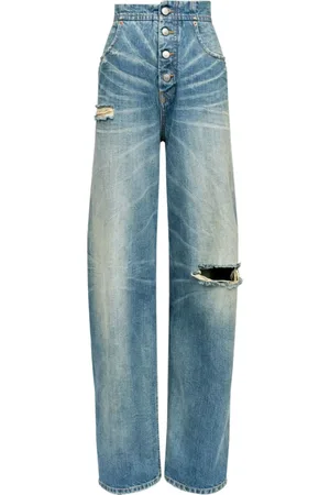 Maison Margiela Jeans, Dame, Blå, W27, Denim, Distressed Denim Jeans