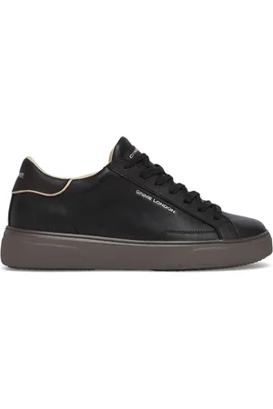 Crime london Sko, Herre, Sort, 45 EU, Læder, Sorte Læder Sneakers