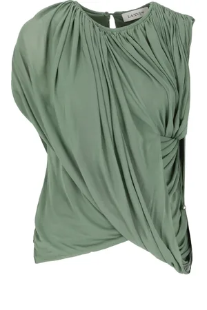 Lanvin Bluser & Skjorter, Dame, Grøn, S, Uld, Grøn Silk Viscose Top med Drapering