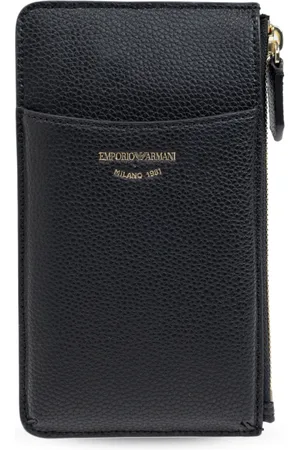 Emporio Armani Tilbehør, Dame, Sort, ONE SIZE, Læder, Wallet med logo