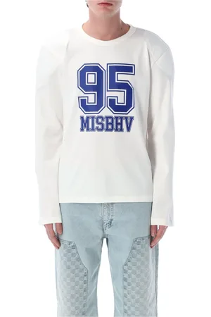 MISBHV Top, Herre, Hvid, M, Bomuld, Hvid Grafisk Print Langærmet T-shirt