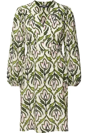 Max Mara Kjole, Dame, Grøn, L, Grøn Midi Kjole med V-Hals