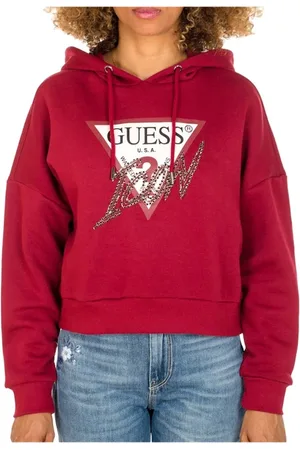 Guess Sweathshirts & Hoodies, Dame, Rød, S, Uld, Burgundy Tekstil Hættetrøje