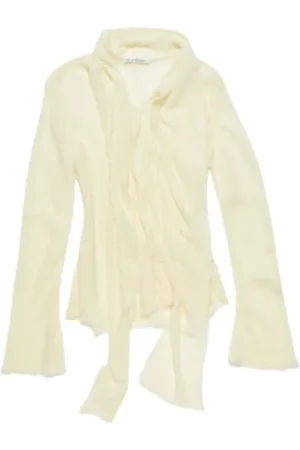 Acne Studios Bluser & Skjorter, Dame, Gul, XS, Hvid Silk Wrap Bluse V-udskæring