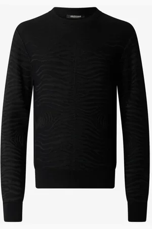 Roberto Cavalli Strik, Herre, Sort, M, Zebra Mønstret Sweater