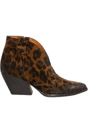 Elena Iachi Sko, Dame, Flerfarvet, 41 EU, Suede, Leopard Print Suede Ankelstøvler
