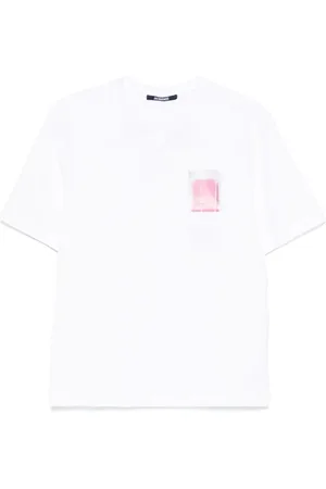 Jacquemus Top, Herre, Hvid, S, Hvid Logo Print Crew Neck T-shirt