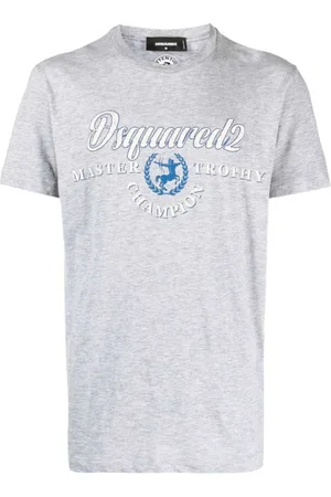 Dsquared2 Top, Herre, Grå, L, Bomuld, Logo Print Grå Bomuldsblanding T-Shirt