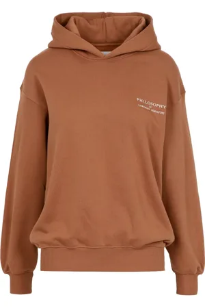 Serafini Sweathshirts & Hoodies, Dame, Brun, S, Bomuld, Broderet Logo Bomuldshættetrøje