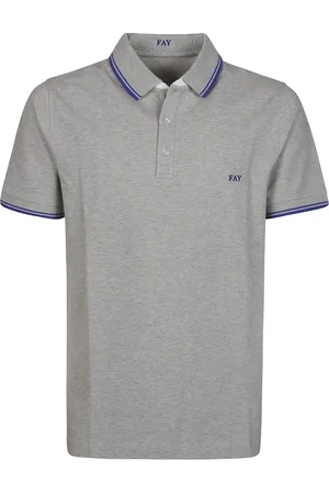 FAY Top, Herre, Grå, L, Bomuld, Piqué Dobbelkrave Polo Shirt