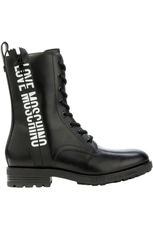 Moschino Sko, Dame, Sort, 35 EU, Læder, Amphibio Combat Støvler