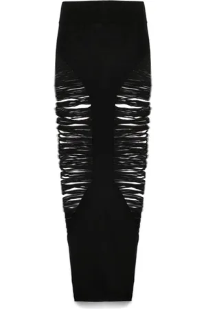Rick Owens Nederdel, Dame, Sort, S, Sort Nødstedt Elastisk Talje Nederdel