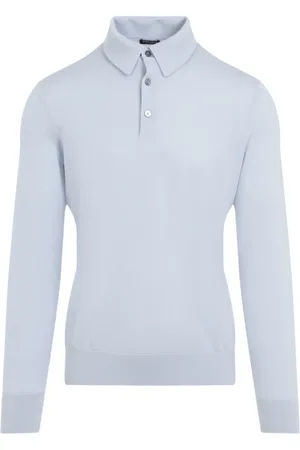 Ermenegildo Zegna Top, Herre, Blå, 2XL, Cashmere, Blå Cashmere Polo Shirt