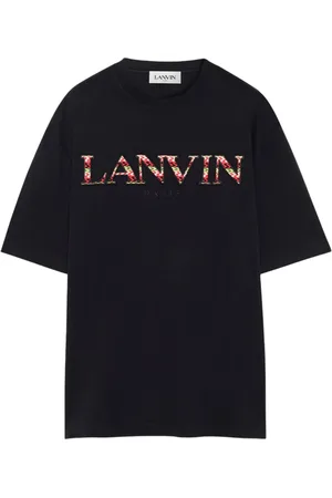 Lanvin Top, Herre, Sort, M, Bomuld, Bomuldsjersey T-shirt med broderet logo