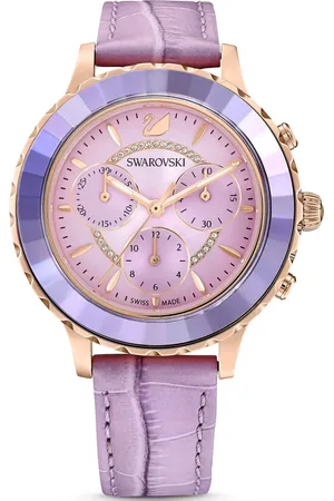 Swarovski Tilbehør, Dame, Lilla, ONE SIZE, Læder, Lux Chrono Læderur