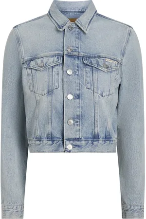 Calvin Klein Jakke, Dame, Blå, L, Denim, Blå Denim Jakke Straight Cut