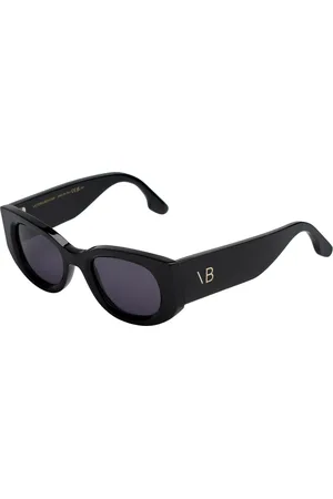 Victoria Beckham Tilbehør, Dame, Sort, ONE SIZE, Uld, Moderne Oval Solbriller med Acetatramme