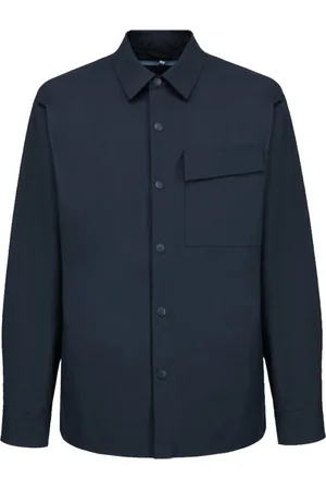 PEOPLE OF SHIBUYA Jakke, Herre, Blå, L, Polyester, Japansk Overshirt med Bi-Stretch Stof