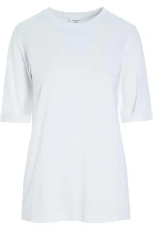 Bitte Kai Rand Top, Dame, Hvid, M, Bomuld, Hvid bomulds T-shirt med albuelange ærmer