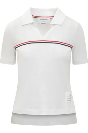 Thom Browne Top, Dame, Hvid, 2XS, Bomuld, Kortærmet poloshirt