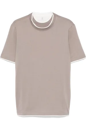 Brunello Cucinelli Top, Herre, Brun, S, Bomuld, Crew Neck T-Shirt