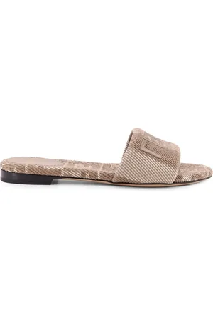 Fendi Sko, Dame, , 36 EU, Denim, Denim Jacquard Slides med Pequin Stripes