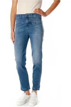 Closed Jeans, Dame, Blå, W24 L32, Denim, Højtaljede Jeans med Tilspidset Pasform