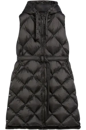 Max Mara Jakke, Dame, Sort, 2XS, Nylon, Iridescent Nylon Quiltet Hættevest