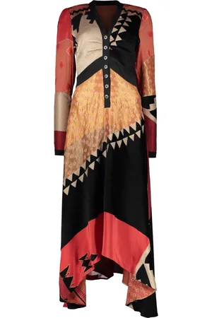 Etro Kjole, Dame, Flerfarvet, S, Polyester, Silkeblanding Maxikjole med Kontrastdetaljer