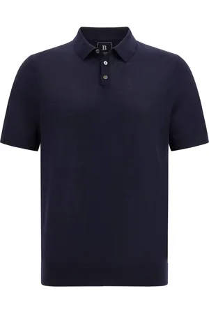 Boggi Milano Strik, Herre, Blå, XL, Uld, Strikket Merinould Polo Shirt