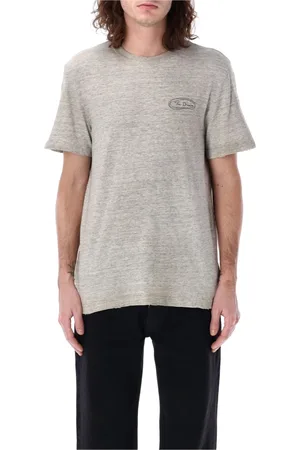 Golden Goose Top, Herre, Grå, L, Bomuld, T-shirt i slidt bomuld med håndskriftstryk