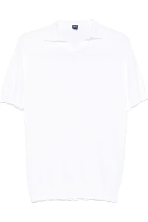 FEDELI Top, Herre, Hvid, 3XL, Bomuld, Kortærmet sweater med ribdetaljer