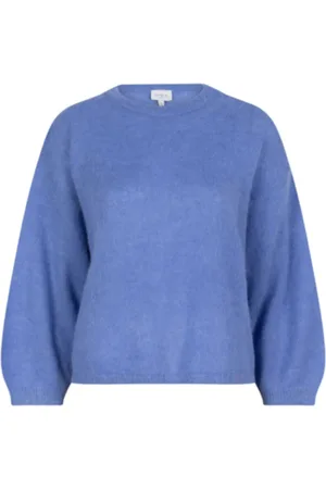 Dante 6 Strik, Dame, Blå, XS, Uld, Alpaca Blend Sweater med Åben Ryg