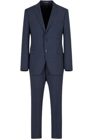 Emporio Armani Jakkesæt, Herre, Blå, XL, Uld, Slim Fit Enkeltradet Jakkesæt
