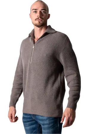 Drykorn Strik, Herre, Grå, 2XL, Uld, Zipp Strik Turtleneck