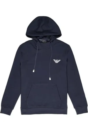 Emporio Armani Sweathshirts & Hoodies, Herre, Blå, XS, Bomuld, Cotton Blend Hættetrøje