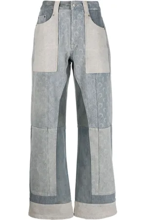 Marine Serre Jeans, Dame, Blå, M, Bomuld, Wide Jeans