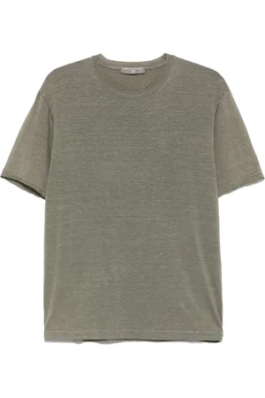 Daniele Fiesoli Top, Herre, Grøn, L, Linned, Grøn Linnedblanding Afslappet T-shirt