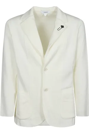 LARDINI Jakke, Herre, Hvid, M, Uld, Stilfuld strikket jakke