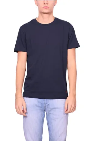 Peuterey Top, Herre, Blå, L, Bomuld, Blå Jersey T-shirt med Broderet Logo