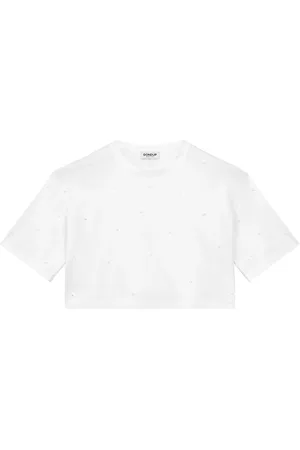 Dondup Top, Dame, Hvid, M, Rhinestone Cropped T-shirt