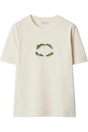 Burberry Top, Dame, Hvid, M, Bomuld, Natural Logo Flower T-shirt
