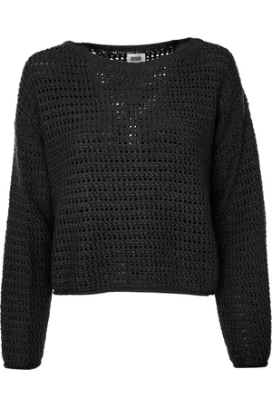 Drykorn Strik, Dame, Sort, L, Kort Strik Pullover med Bådhals