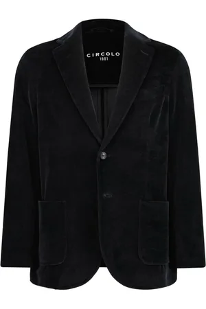 Circolo Jakke, Herre, Sort, S, Bomuld, Velvet Blazer Slim-Fit med Lommer foran