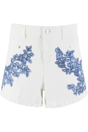ERMANNO SCERVINO Shorts, Dame, Hvid, M, Bomuld, Blomstret Blonde Bomuldsshorts